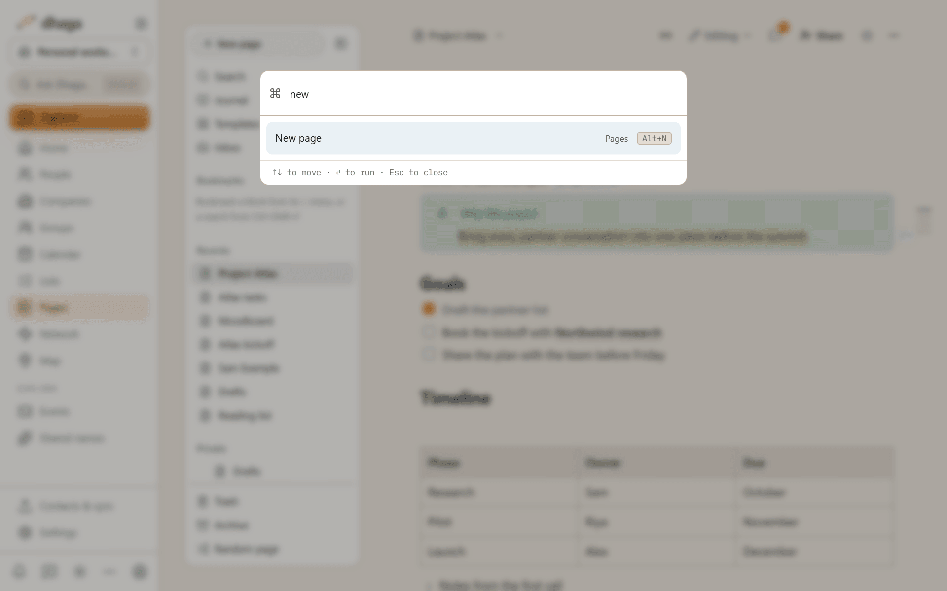The command palette filtering commands as you type, each with its shortcut